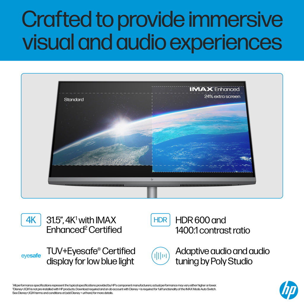 HP OmniStudio X All-in-One Desktop Next Gen AI 32-c1075t PC, Windows 11 Home, 31.5", Intel® Core™ Ultra 7, 16GB RAM, 1TB SSD, 4K UHD, Meteor silver