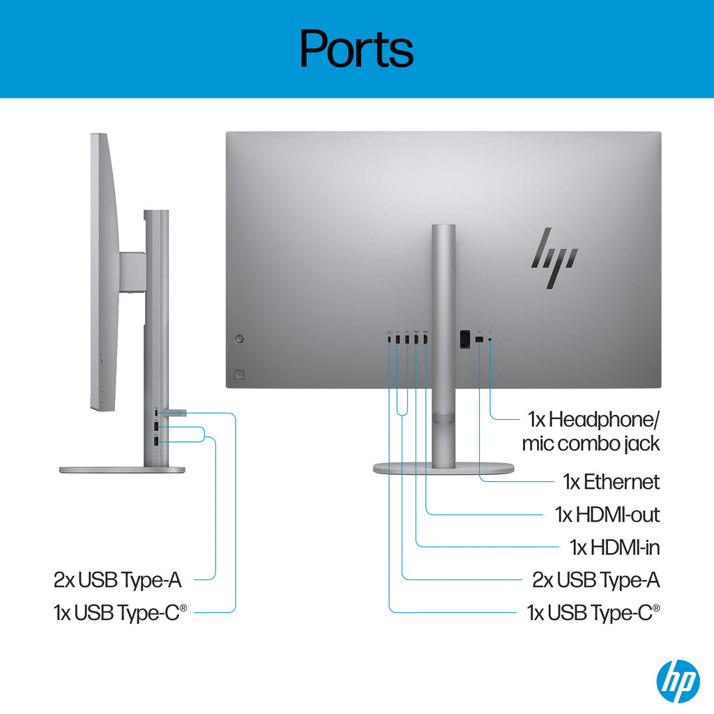 HP OmniStudio X All-in-One Desktop Next Gen AI 32-c1075t PC, Windows 11 Home, 31.5", Intel® Core™ Ultra 7, 16GB RAM, 1TB SSD, 4K UHD, Meteor silver
