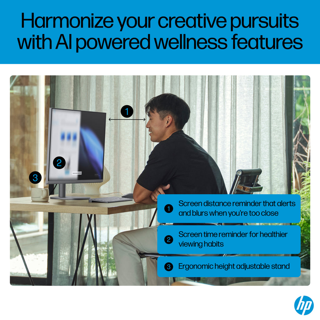 HP OmniStudio X All-in-One Desktop Next Gen AI 32-c1075t PC, Windows 11 Home, 31.5", Intel® Core™ Ultra 7, 16GB RAM, 1TB SSD, 4K UHD, Meteor silver