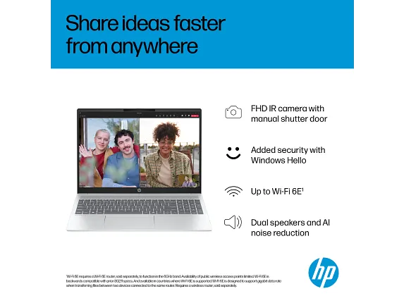 HP OmniBook 5 Laptop AI 16-af1037nr 16", Touch screen, Windows 11 Home,  Intel® Core™ Ultra 7, 16GB RAM, 512GB SSD, 2K, Glacier silver