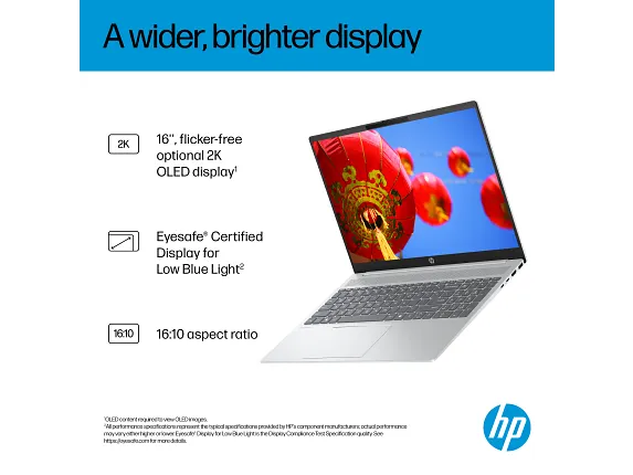 HP OmniBook 5 Laptop AI 16-af1037nr 16", Touch screen, Windows 11 Home,  Intel® Core™ Ultra 7, 16GB RAM, 512GB SSD, 2K, Glacier silver